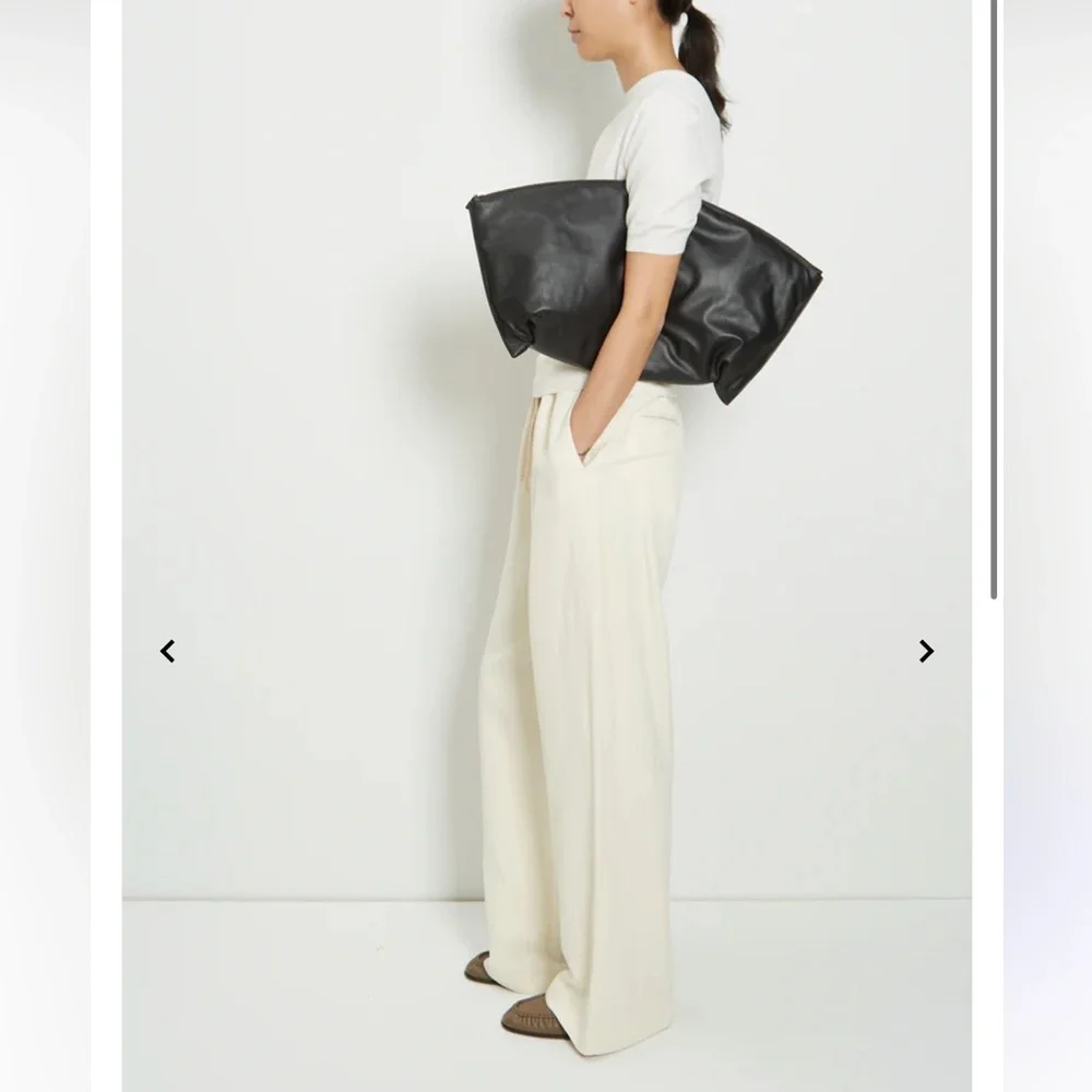 The Row Black Oversized Leather Clutch